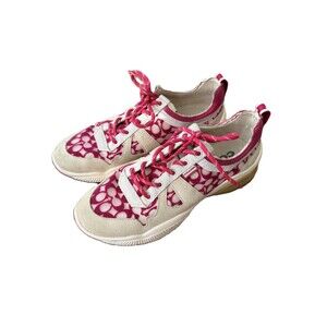 Coach Pink Signature Monogram C115 Sneaker - Women's Size 8.5B